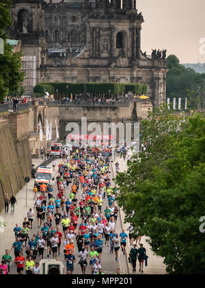 Dresden, Saxony. 23rd May, 2018. The 10th anniversary of the popular Rewe City Lauf (run) is a charity event where businesses challenge themselves to run 5km Credit: Krino/Alamy Live News Stock Photo