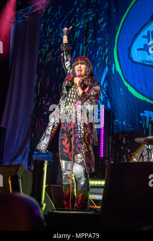 Dublin, Ireland. 23rd May, 2018. Singer Karen Lee Orzolek, better known by her stage name Karen O performs with the Yeah Yeah Yeahs at the 3 Arena. Credit: Ben Ryan/SOPA Images/ZUMA Wire/Alamy Live News Stock Photo