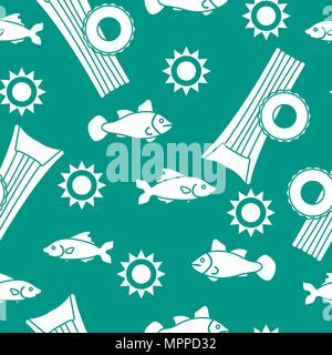 Seamless pattern with inflatable mattress, inflatable circle. Summer leisure. Stock Vector