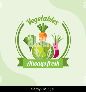 vegetable garlic always fresh emblem vector illustration Stock Vector ...