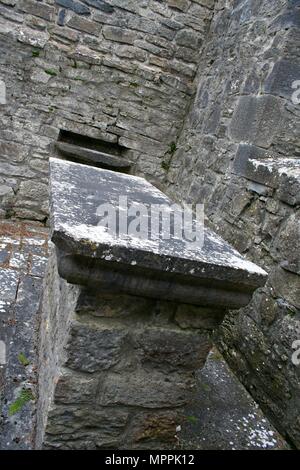 Stone alter at historic Kilcorban Graveyard and ancient Dominican Abbey ruins, Kilcorban, Portumna, County Galway, Ireland Stock Photo