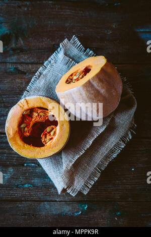 Two halves of a pumpkin Stock Photo