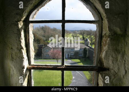 View from window at Cahir Castle, Town of Cahir, County Tipperary, Ireland Stock Photo