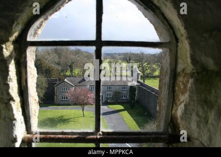 View from window at Cahir Castle, Town of Cahir, County Tipperary, Ireland Stock Photo