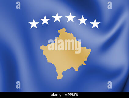 3D Flag of Kosovo. 3D Illustration.
