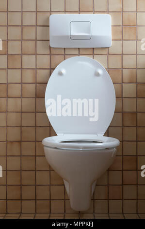 Toilet with open toilet lid Stock Photo