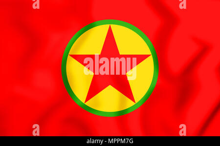 3D Flag of Kurdistan Workers Party. 3D Illustration. Stock Photo