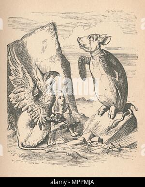 'The Mock Turtle, The Gryphon and Alice', 1889. Artist: John Tenniel. Stock Photo