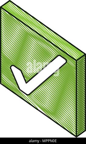 button with check symbol isometric icon Stock Vector
