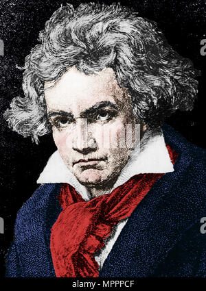 Ludwig van Beethoven (1770-1827), German composer and pianist, 19th century. Artist: Unknown. Stock Photo