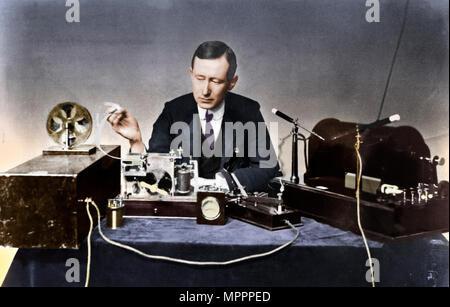 Guglielmo Marconi (1874-1937), Italian physicist and radio pioneer. Artist: Unknown. Stock Photo