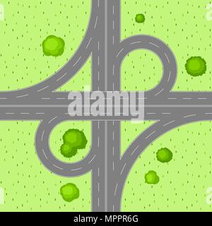 Top view of road junction. Stock Vector