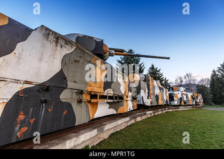 Armored train located near Zvolen castle, Slovakia