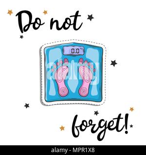 Bathroom weight scale sticker. Fashion patch element Stock Vector