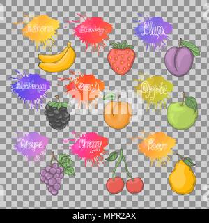Fruits healthy set illustration isolated Stock Vector