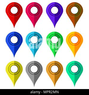 Set of Colorful Markers. Map Marker Icons. Flat Design Stock Vector