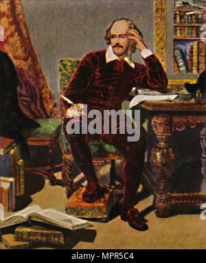 'William Shakespeare 1564-1616. - Gemälde von J. Faed, 1934. Artist: Unknown. Stock Photo
