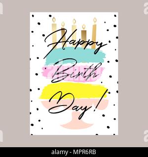 Happy birthday cake card design. Stock Vector