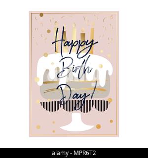 Happy birthday cake card design. Stock Vector