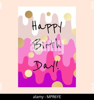 Happy birthday cake layers card design. Stock Vector