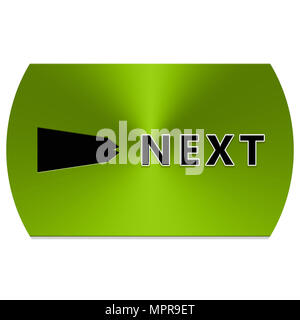 Big green button isolated next with arrow Stock Photo