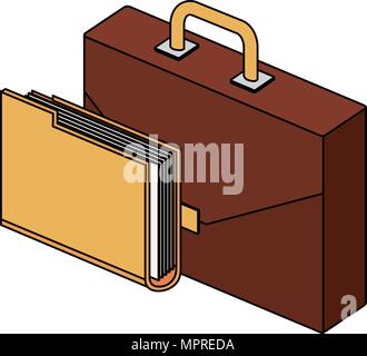 portfolio briefcase with folder isometric Stock Vector