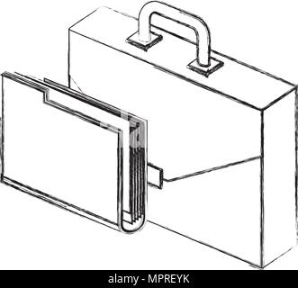 portfolio briefcase with folder isometric Stock Vector