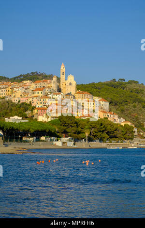 Italy, Liguria, Riviera di Ponente, Cervo, townscape in the evening light Stock Photo