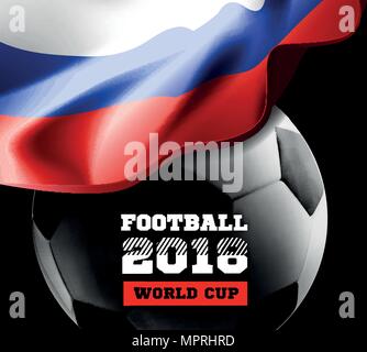 World Championship Football 2018 Background Soccer Russia with flag and football ball. Vector illustration Stock Vector