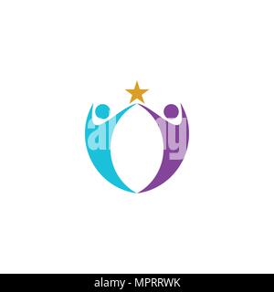 People active logo with star, vector icons. Stock Vector