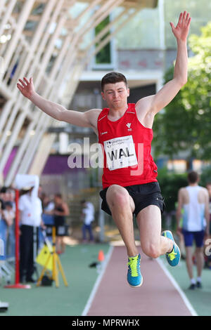 Loughborough, England, 20th, May, 2018.   Aled Price competing in the Men's Long Jump during the LIA Loughborough International Athletics annual meeti Stock Photo