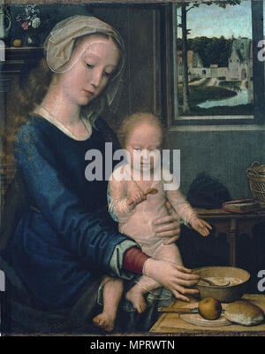 Madonna and Child with the Milk Soup (Madonna della Pappa). Stock Photo