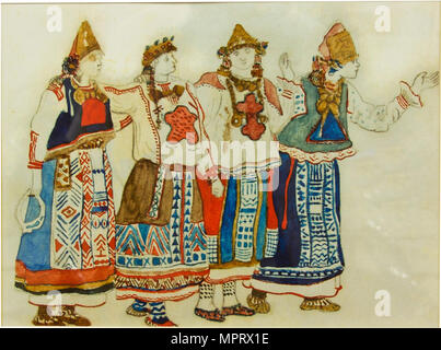 Costume design for the opera Snow Maiden by N. Rimsky-Korsakov. Stock Photo