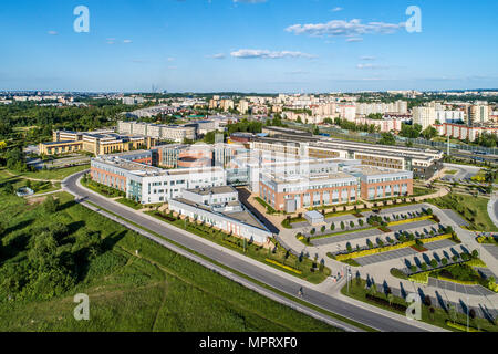 KrakÃ³w, Poland.  New campus of Jagiellonian University. Faculty of Physics, Astronomy and Applied Computer Sciences in the center and Faculty of Math Stock Photo