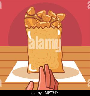 Hand grabbing delicious breads Stock Vector Image & Art - Alamy