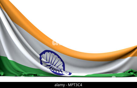 India national flag hanging fabric banner. 3D Rendering Stock Photo