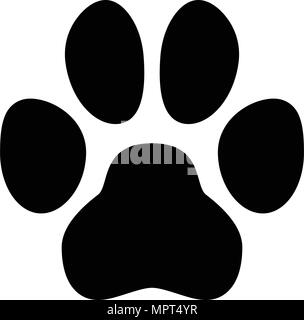 Pet paw symbol. Simple black dog or cat footprint shape. Stock Vector