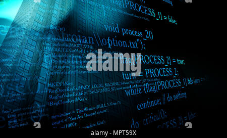 Computer trojan bug attacks office computers Stock Photo