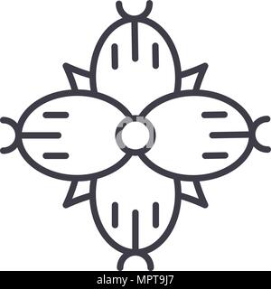 Dianthus line icon concept. Dianthus flat vector sign, symbol, illustration. Stock Vector