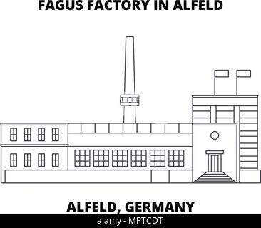 Fagus Factory In Alfeld, Alfeld, Germany line icon concept. Fagus Factory In Alfeld, Alfeld, Germany linear vector sign, symbol, illustration. Stock Vector