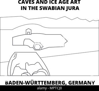 Caves , Baden-Wurttemberg, Germany line icon concept. Caves , Baden-Wurttemberg, Germany linear vector sign, symbol, illustration. Stock Vector