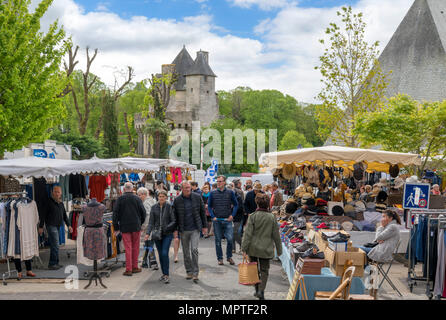 Saturday market in the old town, Vannes, Brittany, France Stock Photo