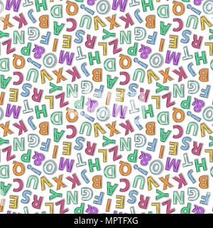 ABC pattern.Vector seamless alphabet pattern on a white background. Stock Vector