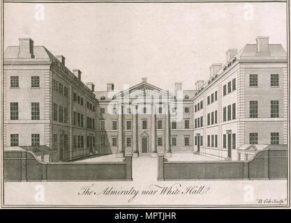 The Admiralty, near Whitehall, Westminster, London, 1750. Artist: Benjamin Cole. Stock Photo