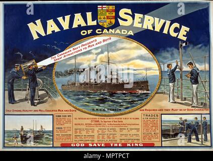 WWI Recruitment Poster for the Naval Service of Canada, 1915. Stock Photo