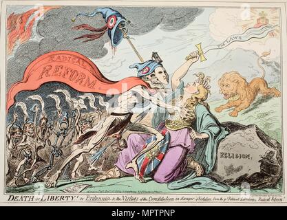 Death or Liberty! Or Britannia & the Virtues of the Constitution in danger of Violation …, 1819. Stock Photo