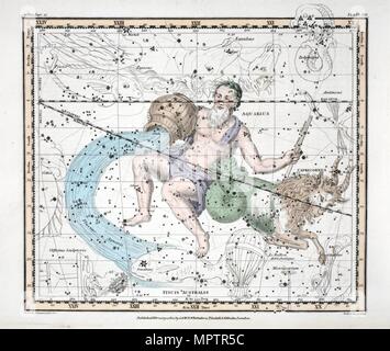 The Constellations (Plate XXI) Capricorn and Aquarius, from A Celestial Atlas by Alexander Jamieson, Stock Photo