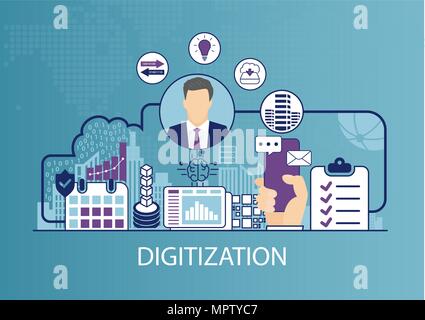 Digitization concept as business vector illustration Stock Vector