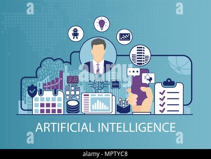 Artificial Intelligence concept as business vector illustration Stock Vector