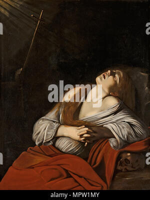 Mary Magdalen in Ecstasy (after Caravaggio), ca 1613. Stock Photo